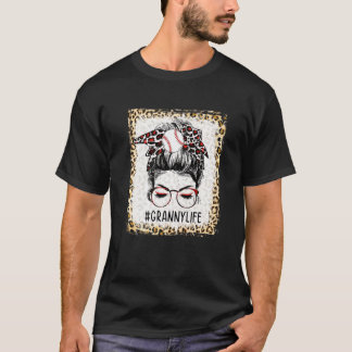 Bleached Ball Granny Messy Bun Game Day Mothers Da T-Shirt