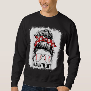 Bleached Baseball Aunt Messy Bun Game Day Mother's Sweatshirt