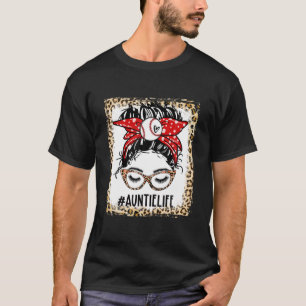 Bleached Baseball Auntie Messy Bun Game Day Mother T-Shirt