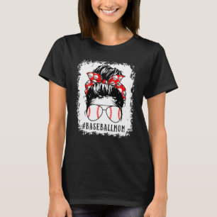 Bleached Baseball Cute Mom Messy Softball Mom Moth T-Shirt