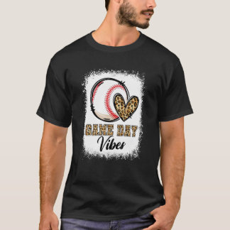 Bleached Baseball Game Day Vibes Baseball Mum Game T-Shirt