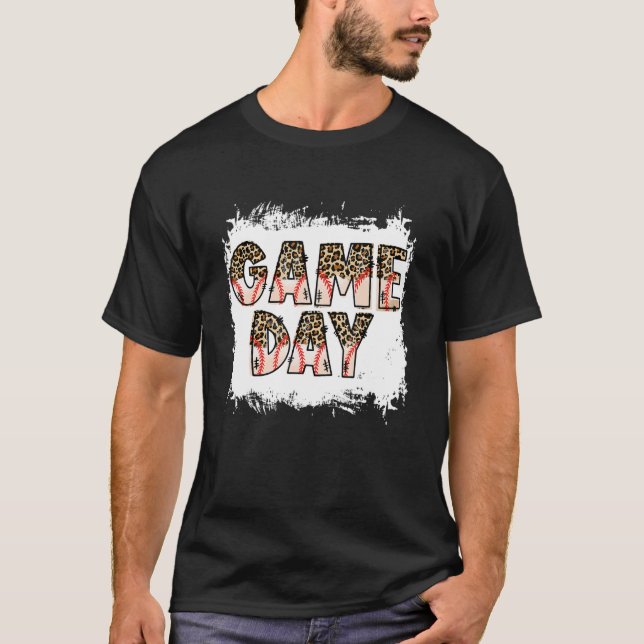 Bleached Baseball Game Day Vibes Hand Drawn Baseba T-Shirt (Front)