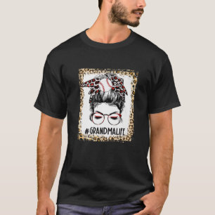 Bleached Baseball Grandma Messy Bun Game Day Mothe T-Shirt