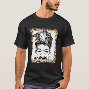 Bleached Baseball Mamaw Messy Bun Game Day Mothers T-Shirt