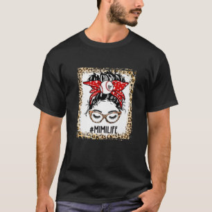 Bleached Baseball Mimi Messy Bun Game Day Mothers T-Shirt