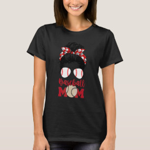 Bleached Baseball Mum Messy Bun Player Mum Mother' T-Shirt