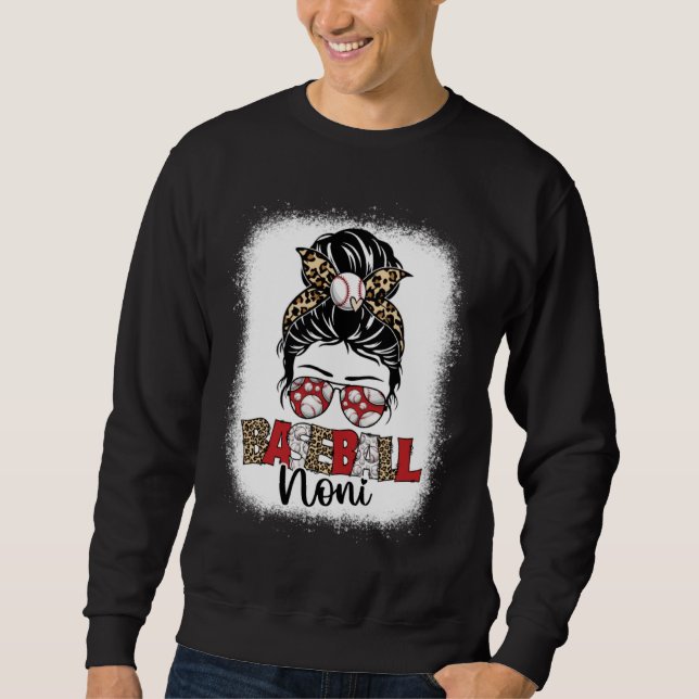 Bleached Baseball Noni Leopard Messy Bun Mothers D Sweatshirt (Front)