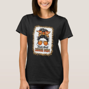 Bleached Basketball Bonus Mom Messy Bun Game Day M T-Shirt