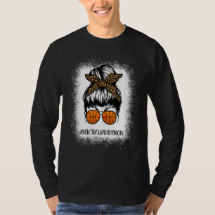 Bleached Basketball Bonus Mum Life  Leopard Messy  T-Shirt