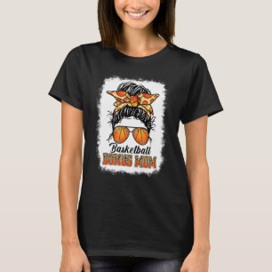 Bleached Basketball Bonus Mum Messy Bun Game Day M T-Shirt