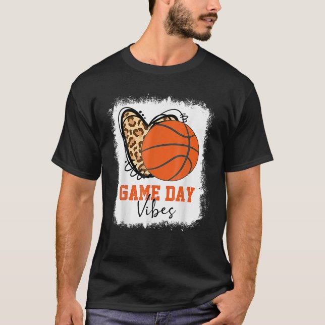Bleached Basketball Game Day Vibes Basketball Mum T-Shirt (Front)