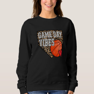 Bleached Basketball Game Day Vibes Leopard Basketb Sweatshirt