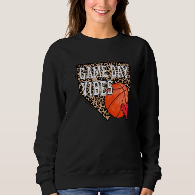 Bleached Basketball Game Day Vibes Leopard Basketb Sweatshirt (Front)