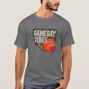 Bleached Basketball Game Day Vibes Leopard Basketb T-Shirt