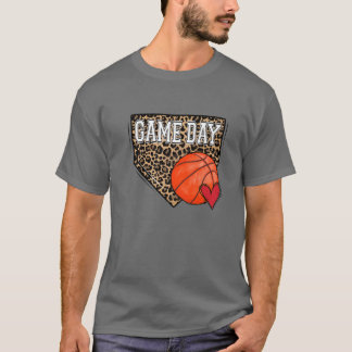 Bleached Basketball Game Day Vibes Leopard Basketb T-Shirt