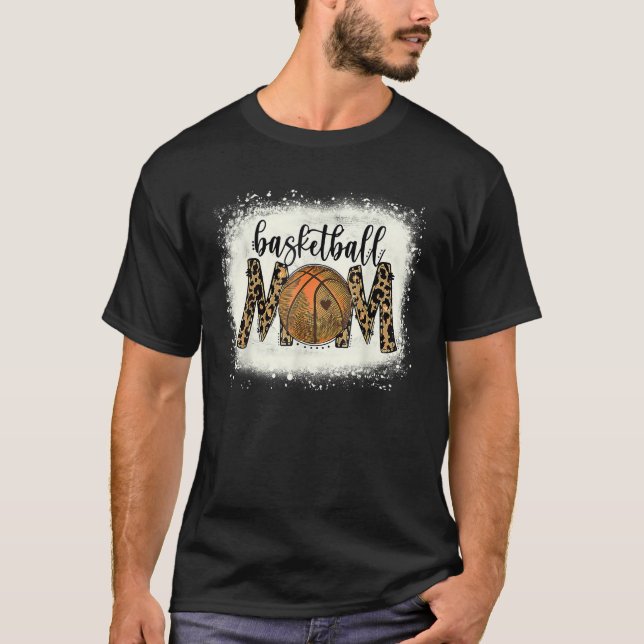 Bleached Basketball Mom Leopard  Sports Players Wo T-Shirt (Front)