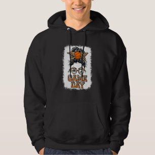 Bleached Basketball Mum Messy Bun Game Day Vibes M Hoodie