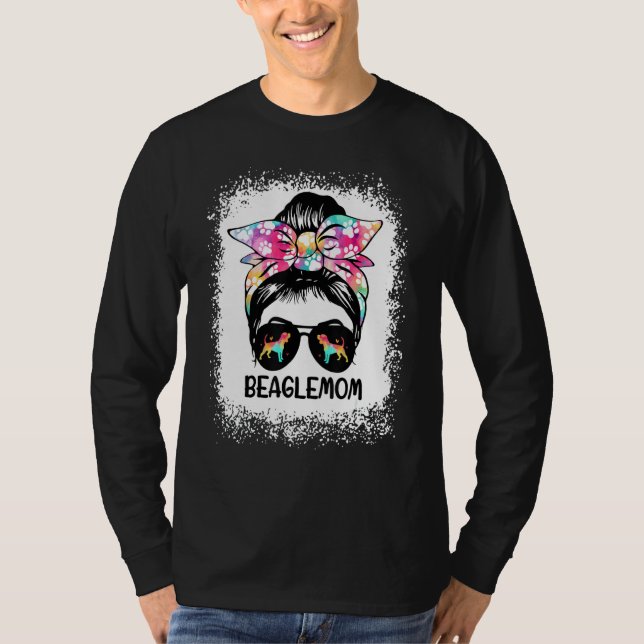 Bleached Beagle Mum Messy Bun Hair Colourful Dog M T-Shirt (Front)