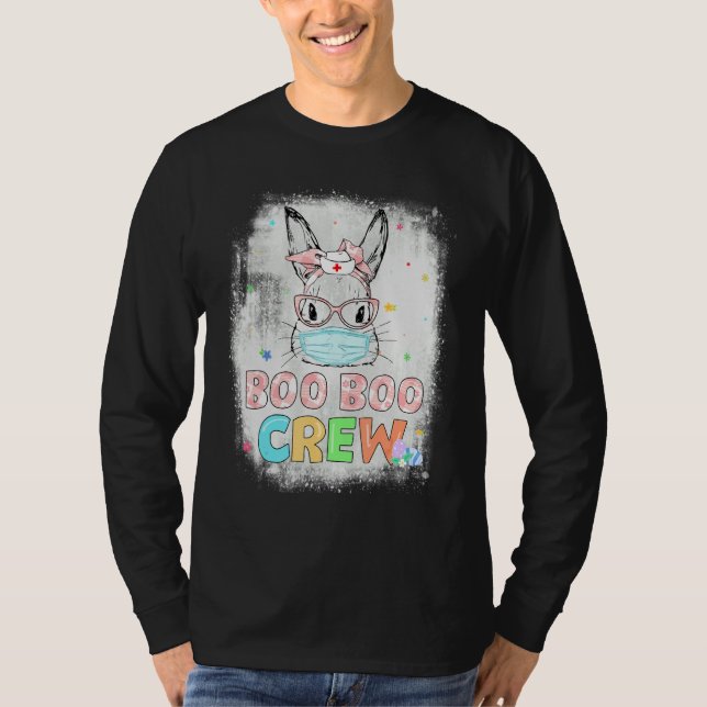 Bleached Boo Boo Crew Bunny Nurse Easter Plaid Mas T-Shirt (Front)