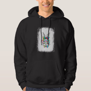 Bleached Bunny Face Leopard Glasses Headband Happy Hoodie