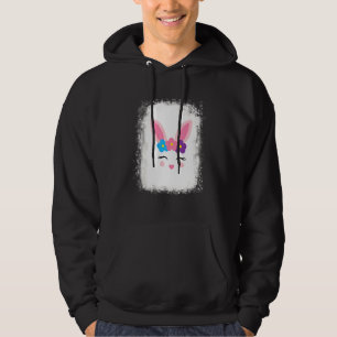 Bleached Bunny Face Leopard Glasses Headband Happy Hoodie