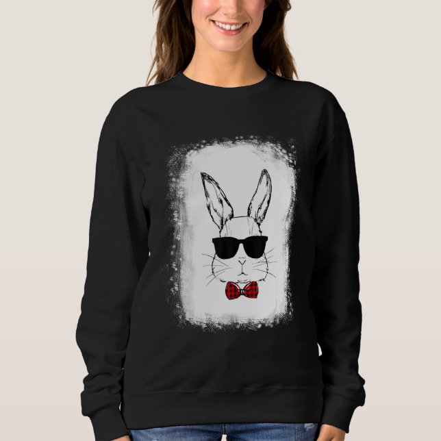 Bleached Bunny Face Leopard Glasses Headband Happy Sweatshirt (Front)