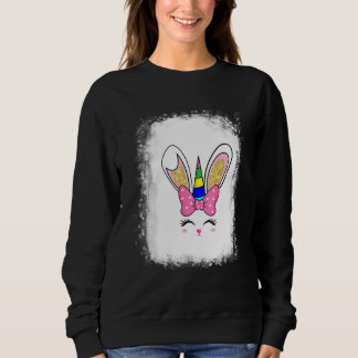Bleached Bunny Face Leopard Glasses Headband Happy Sweatshirt
