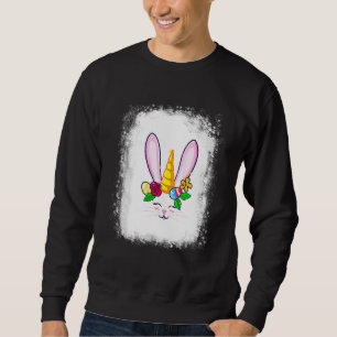 Bleached Bunny Face Leopard Glasses Headband Happy Sweatshirt