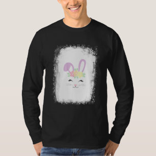 Bleached Bunny Face Leopard Glasses Headband Happy T-Shirt