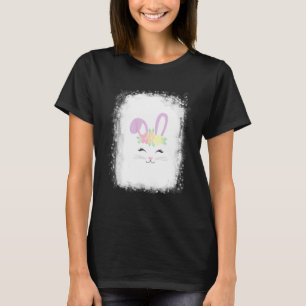 Bleached Bunny Face Leopard Glasses Headband Happy T-Shirt