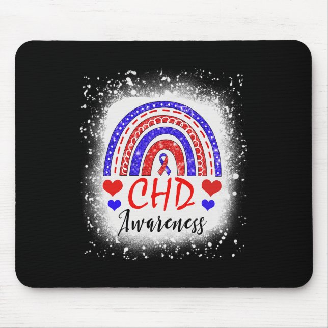 Bleached Chd Congenital Heart Defect Awareness Mon Mouse Pad (Front)
