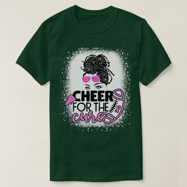 Bleached Cheer For The Cure Football Breast Cancer T-Shirt (Design Front)