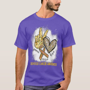 Bleached Childhood Cancer Awareness Peace Love Cur T-Shirt
