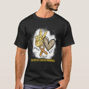 Bleached Childhood Cancer Awareness Peace Love Cur T-Shirt