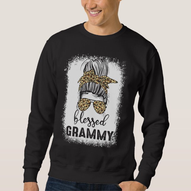 Bleached Christian Messy Bun Blessed Grammy Mother Sweatshirt (Front)