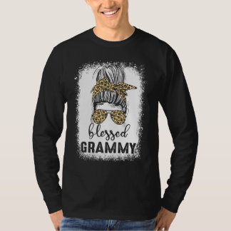 Bleached Christian Messy Bun Blessed Grammy Mother T-Shirt