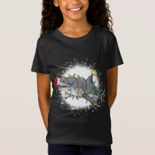 Bleached Christmas Shark Light Tree Funny Santa T-Shirt