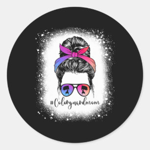 Bleached Colour Guard Mum Life Messy Bun Funny Mot Classic Round Sticker