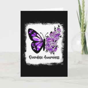Bleached Daisy Butterfly Purple Ribbon Overdose Aw Card