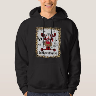 Bleached Dialysis Nurse Life Reindeer Christmas Pa Hoodie