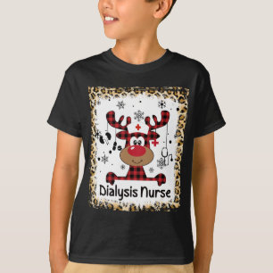 Bleached Dialysis Nurse Life Reindeer Christmas Pa T-Shirt