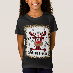 Bleached Dialysis Nurse Life Reindeer Christmas Pa T-Shirt