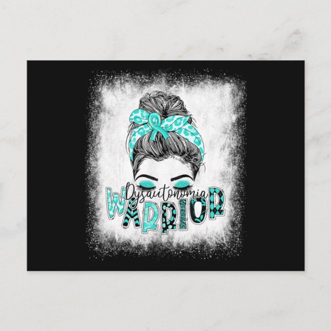 Bleached Dysautonomia Warrior Messy Bun Turquoise  Postcard (Front)