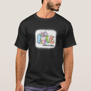 Bleached Easter Bunny Gnome Love Librarian Life Ea T-Shirt
