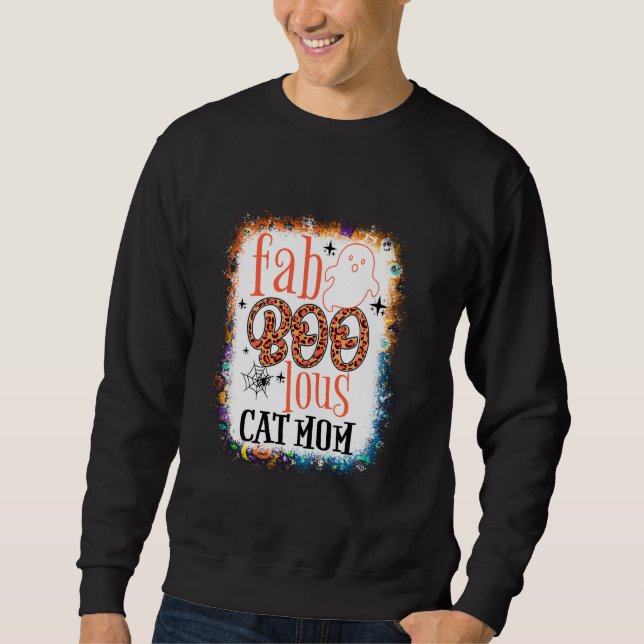 Bleached Faboolous Cat Mum Halloween Costume Cat M Sweatshirt (Front)