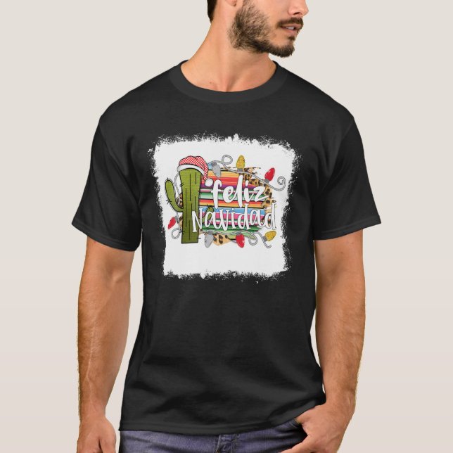 Bleached Feliz Navidad Spanish Merry Christmas 202 T-Shirt (Front)
