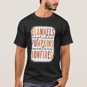 Bleached Flannels Bonfires Pumpkins Fall Vibes T-Shirt