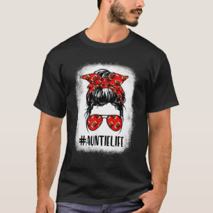Bleached Football Auntie Life Messy Bun Football P T-Shirt