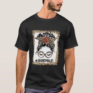 Bleached Football Grandma Messy Bun Game Day Mothe T-Shirt