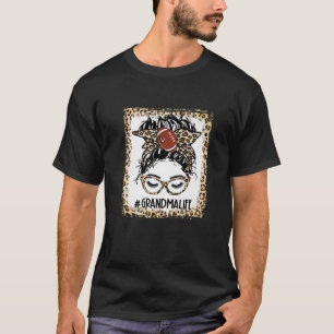 Bleached Football Grandma Messy Bun Game Day Mothe T-Shirt